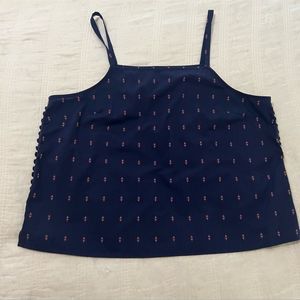 Daniel Cremieux - Women’s Navy Embroidered Square Neck Camisole with Buttons